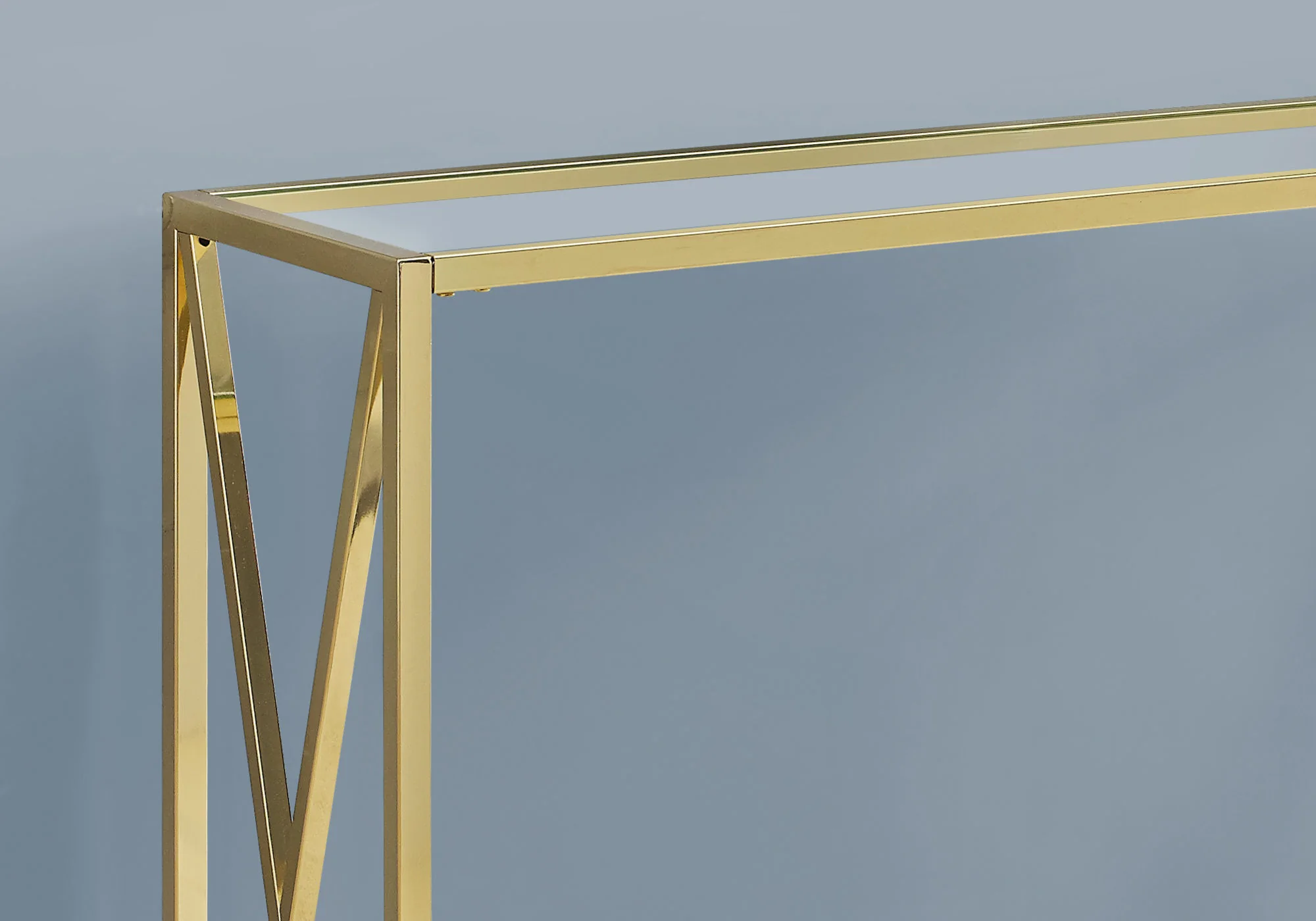 Gold Clear Metal Tempered Glass Accent Table By Homeroots - Image 2