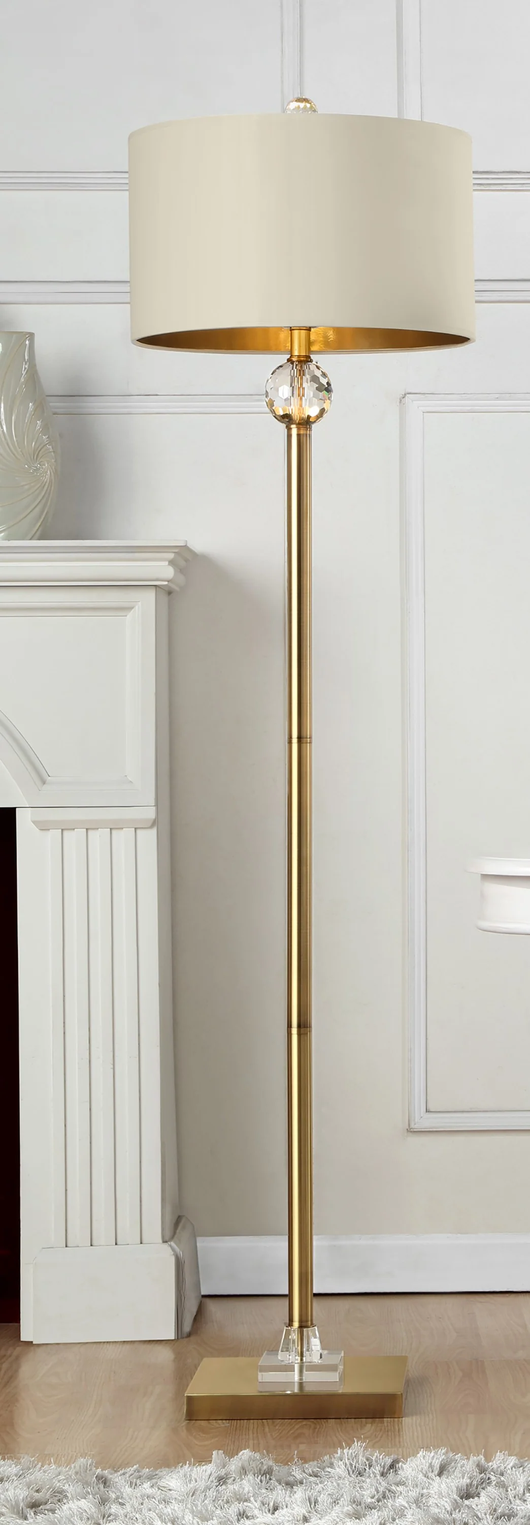 Gold Crystal Accent Floor Lamp By Homeroots - Image 4