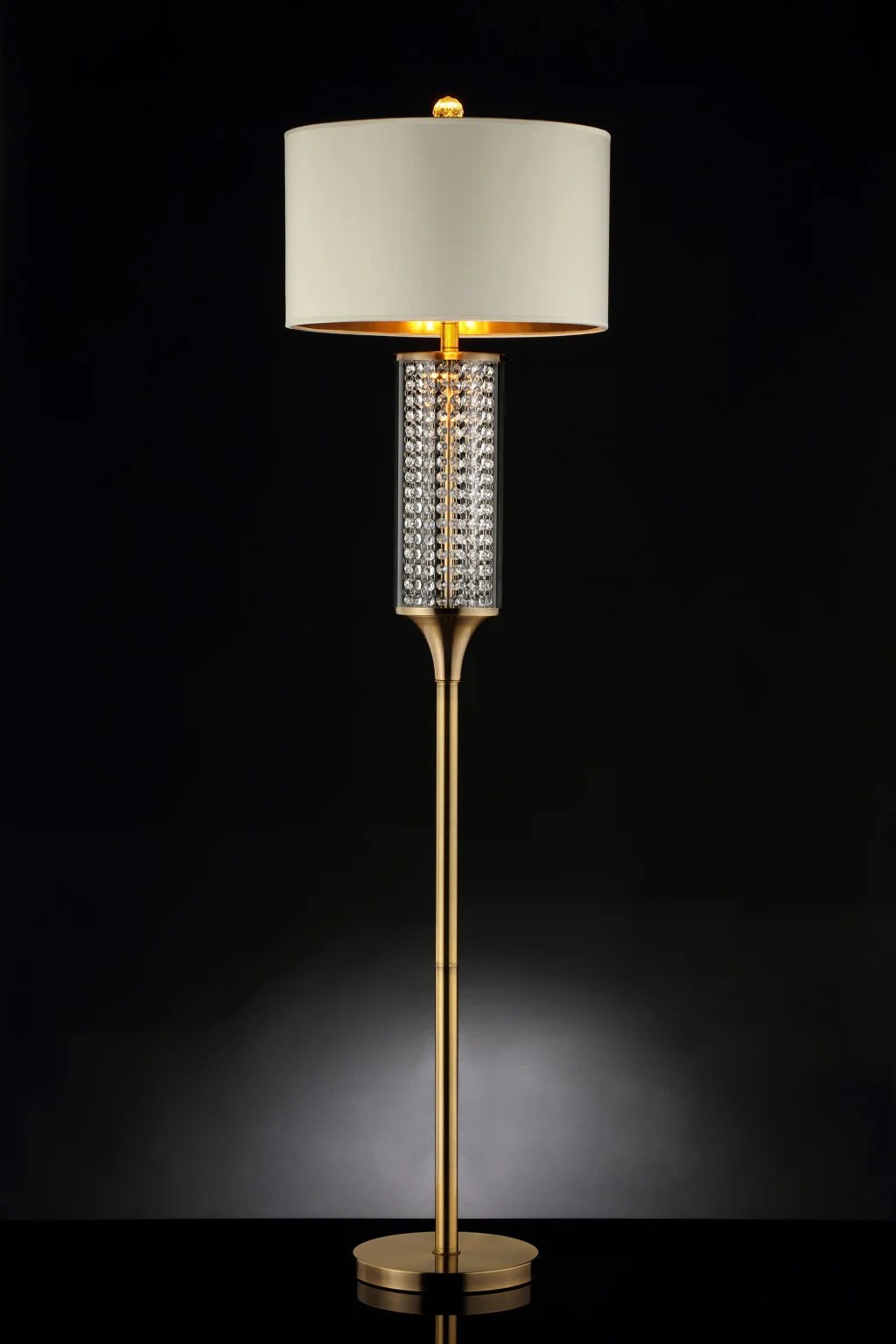 Gold Crystal Floor Lamp By Homeroots - Image 3