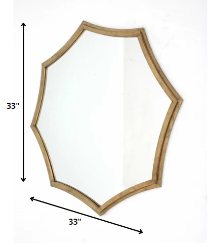 Gold Curved Hexagon Frame Cosmetic Mirror By Homeroots - Image 2