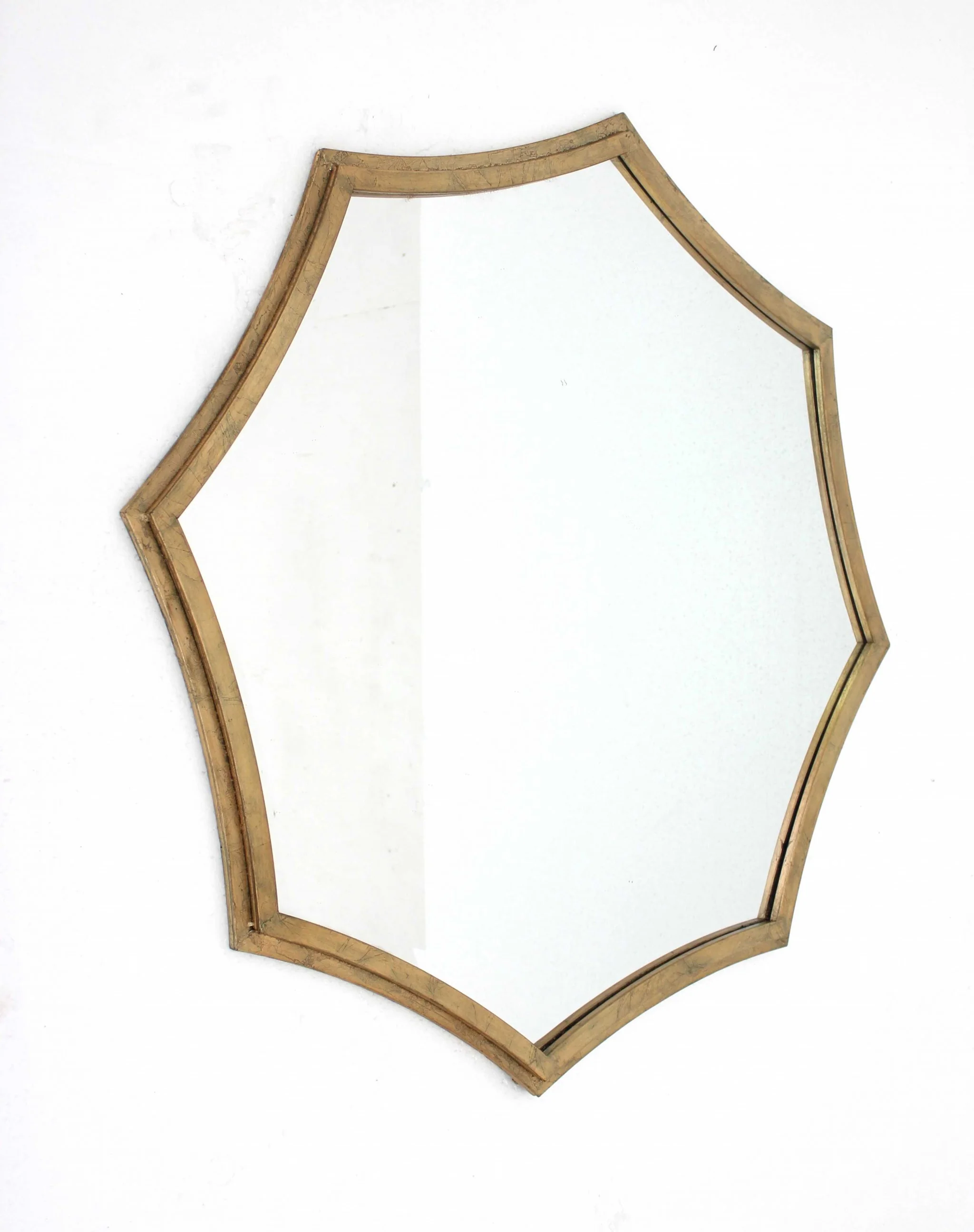 Gold Curved Hexagon Frame Cosmetic Mirror By Homeroots - Image 3