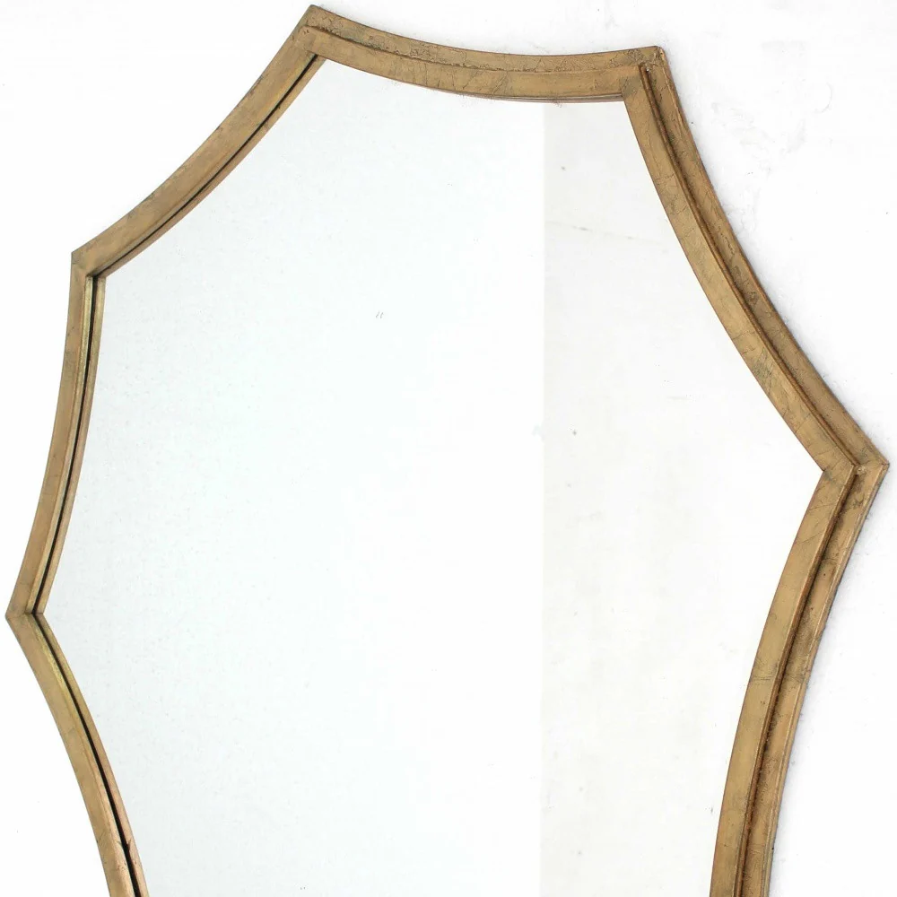 Gold Curved Hexagon Frame Cosmetic Mirror By Homeroots - Image 4