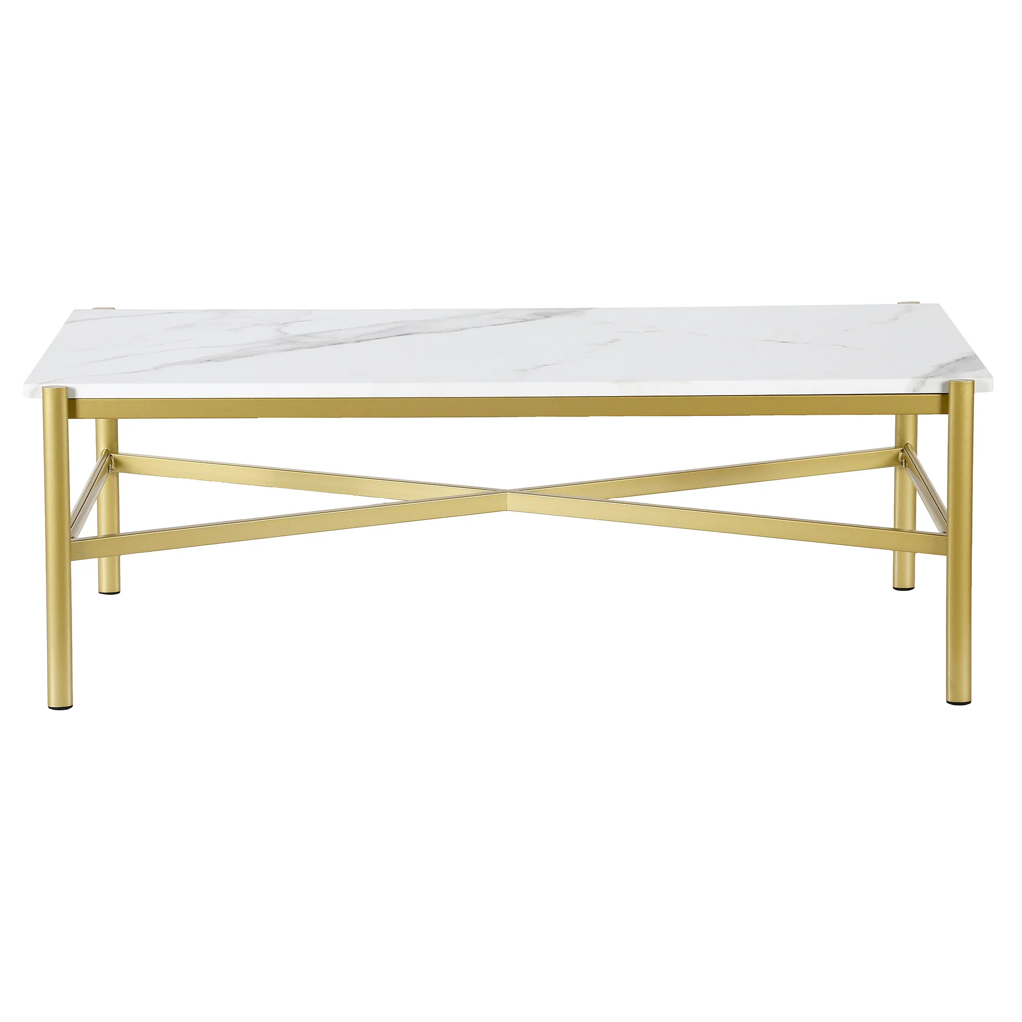 Gold Faux Marble And Steel Coffee Table By Homeroots - Image 2