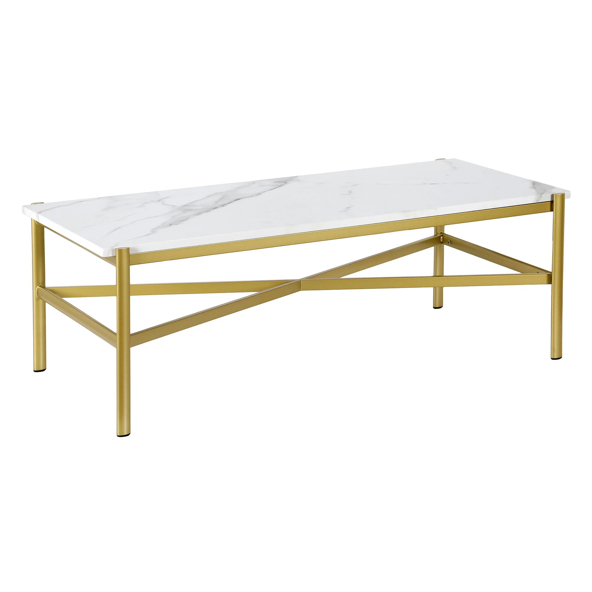 Gold Faux Marble And Steel Coffee Table By Homeroots - Image 7