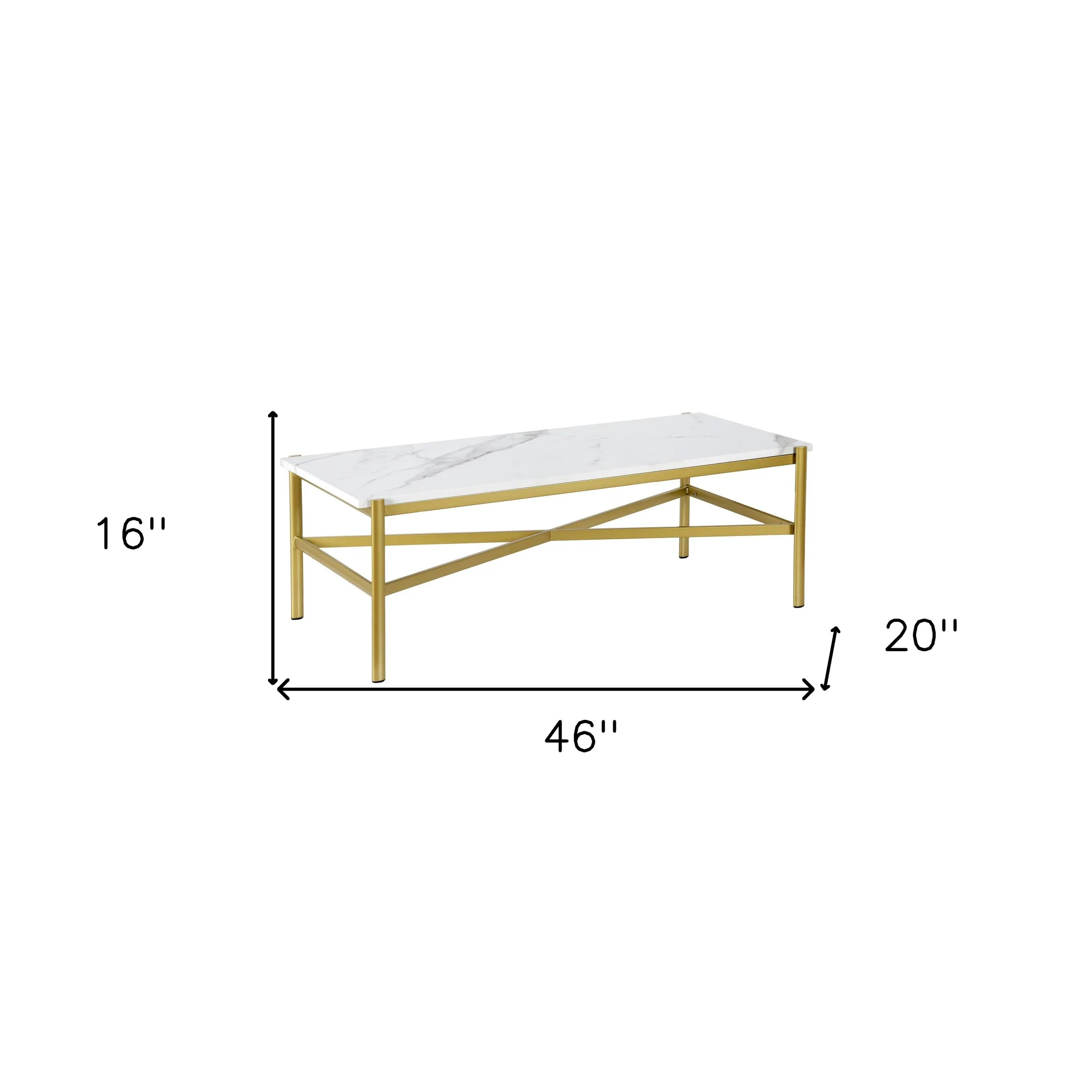 Gold Faux Marble And Steel Coffee Table By Homeroots - Image 8