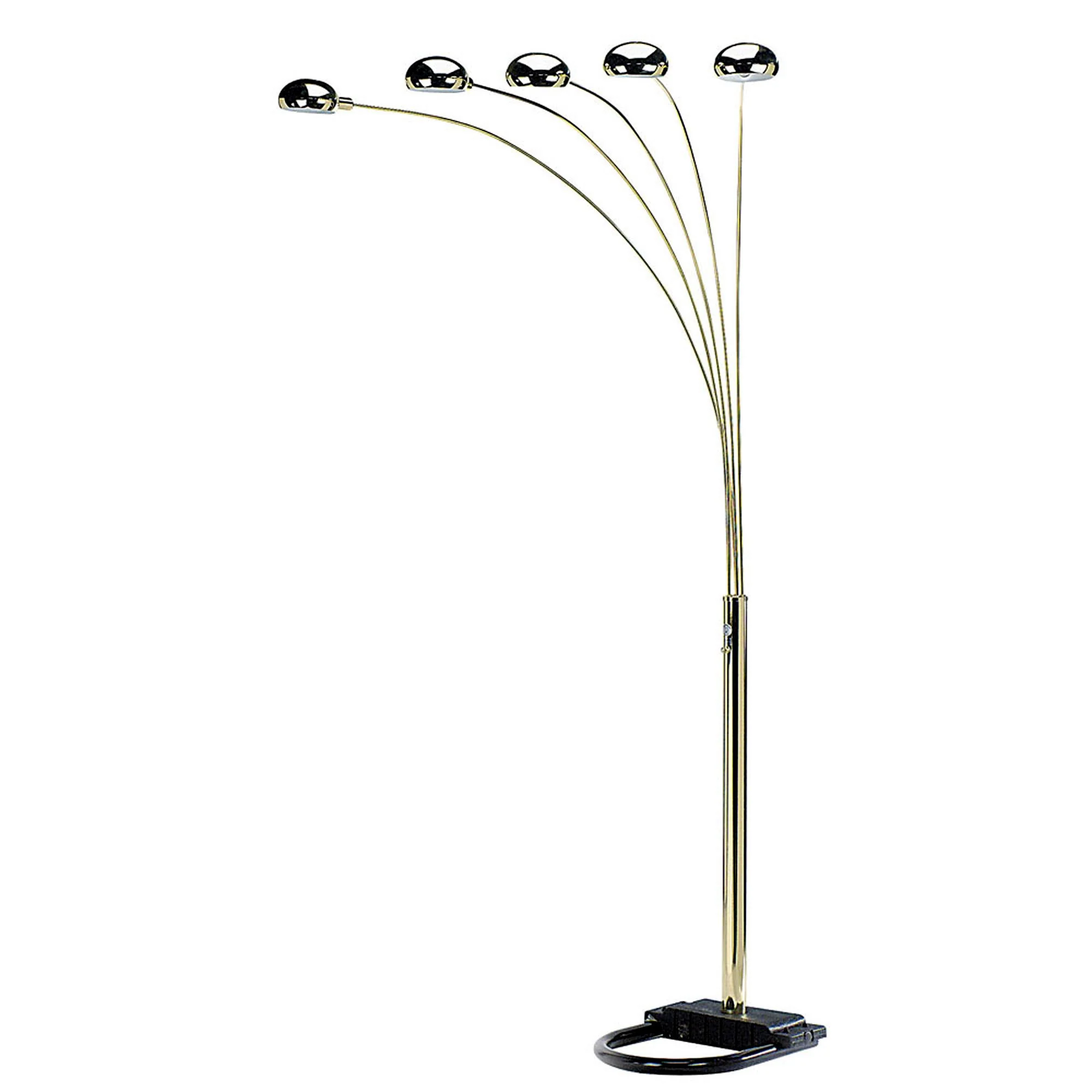 Gold Five Light Arc Floor Lamp With Brass Metal Dome Shade By Homeroots - Image 2