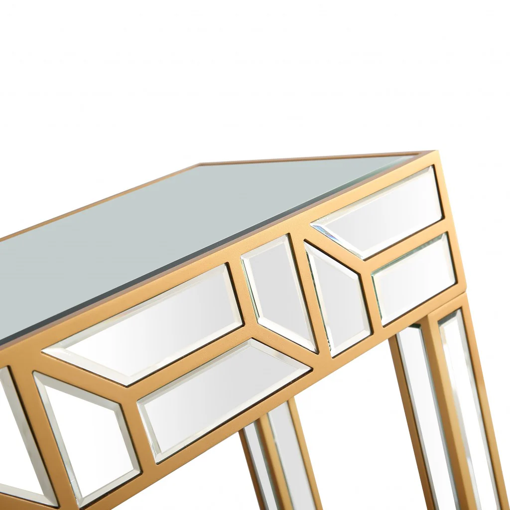 Gold Geometric Console Table By Homeroots - Image 2