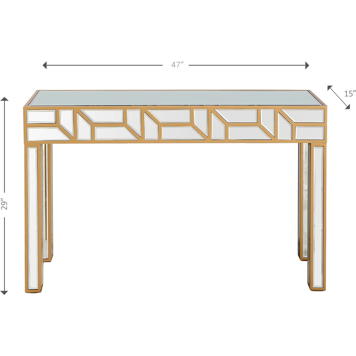 Gold Geometric Console Table By Homeroots - Image 4