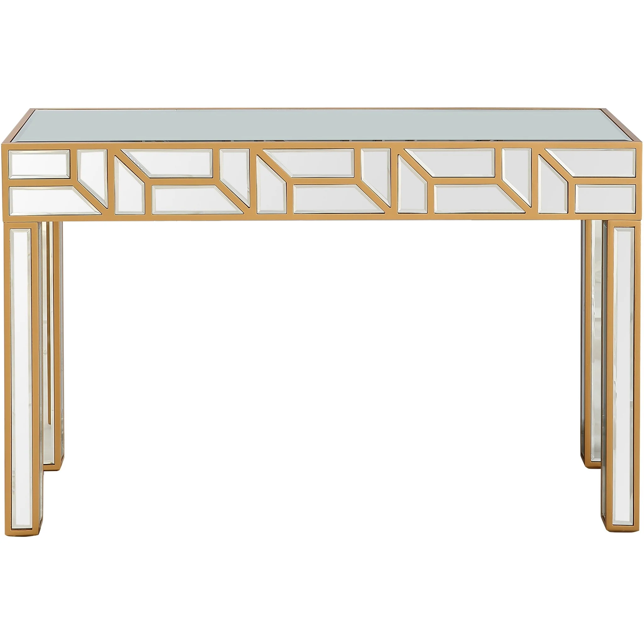 Gold Geometric Console Table By Homeroots - Image 5