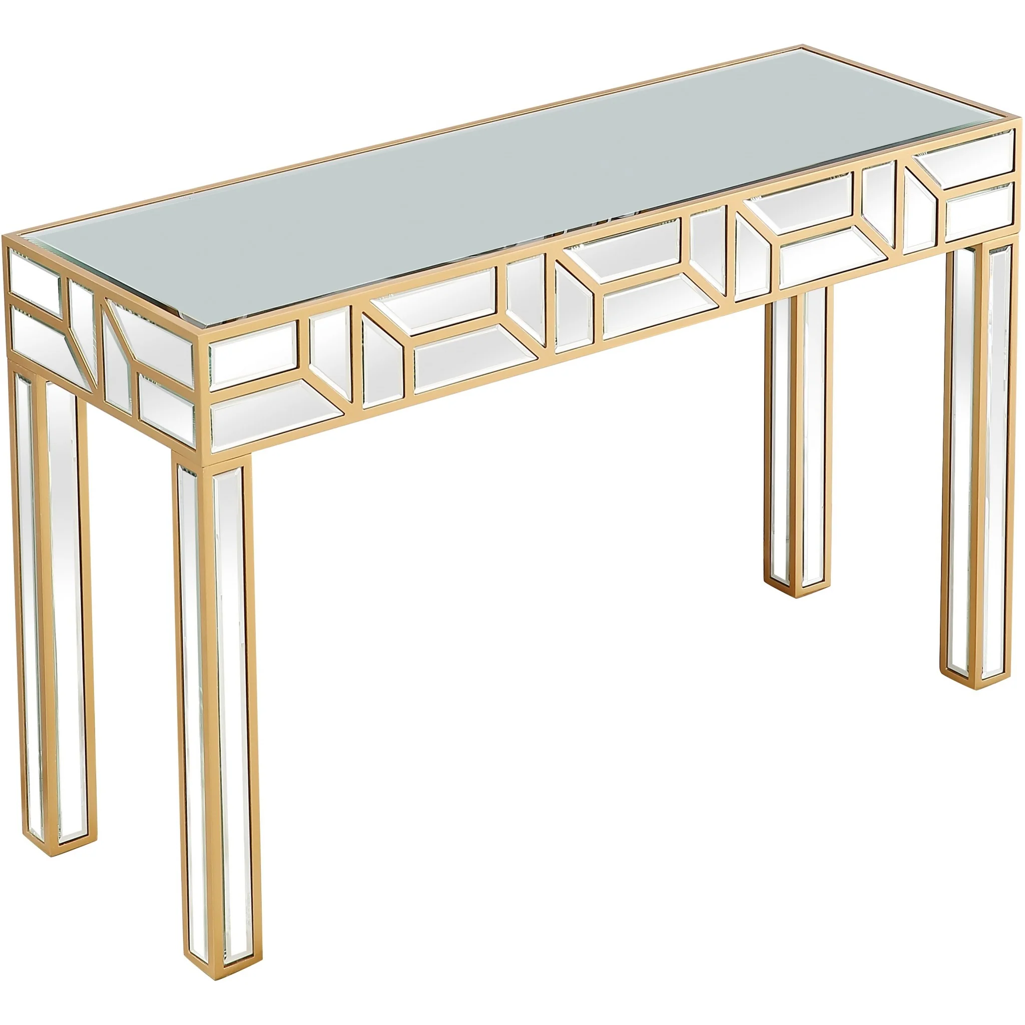 Gold Geometric Console Table By Homeroots - Image 6