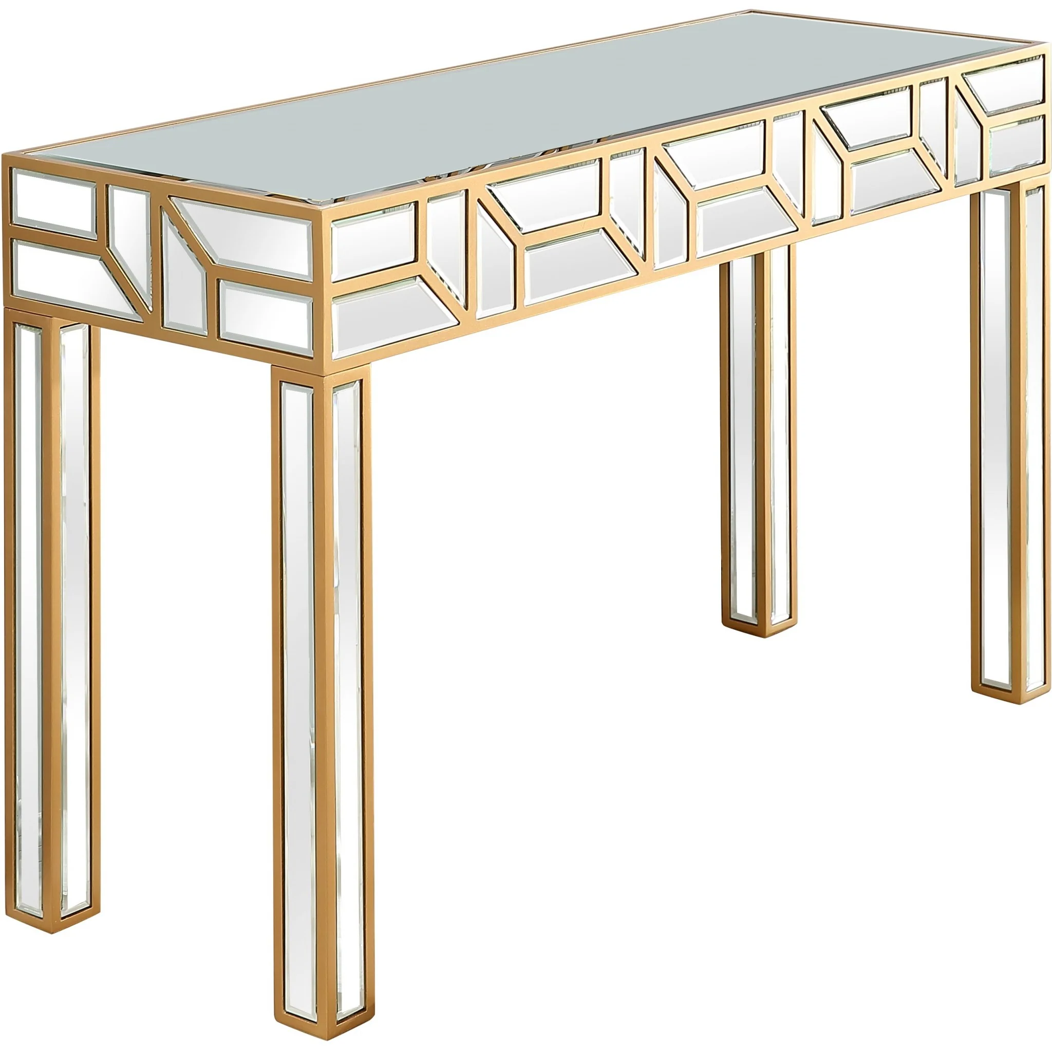 Gold Geometric Console Table By Homeroots - Image 7