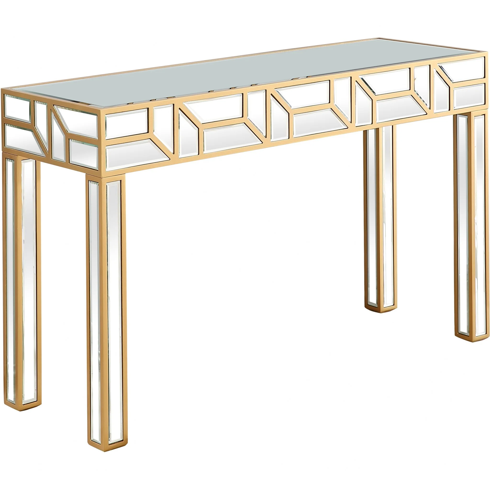 Gold Geometric Mirror and Console Table By Homeroots - Image 2