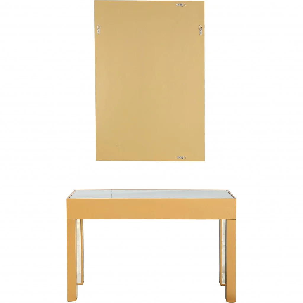 Gold Geometric Mirror and Console Table By Homeroots - Image 8