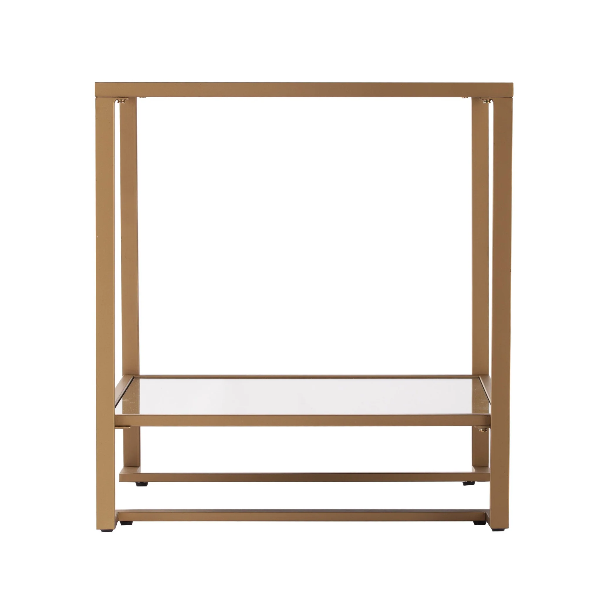 Gold Glass And Iron Square Mirrored End Table With Shelf By Homeroots - Image 2