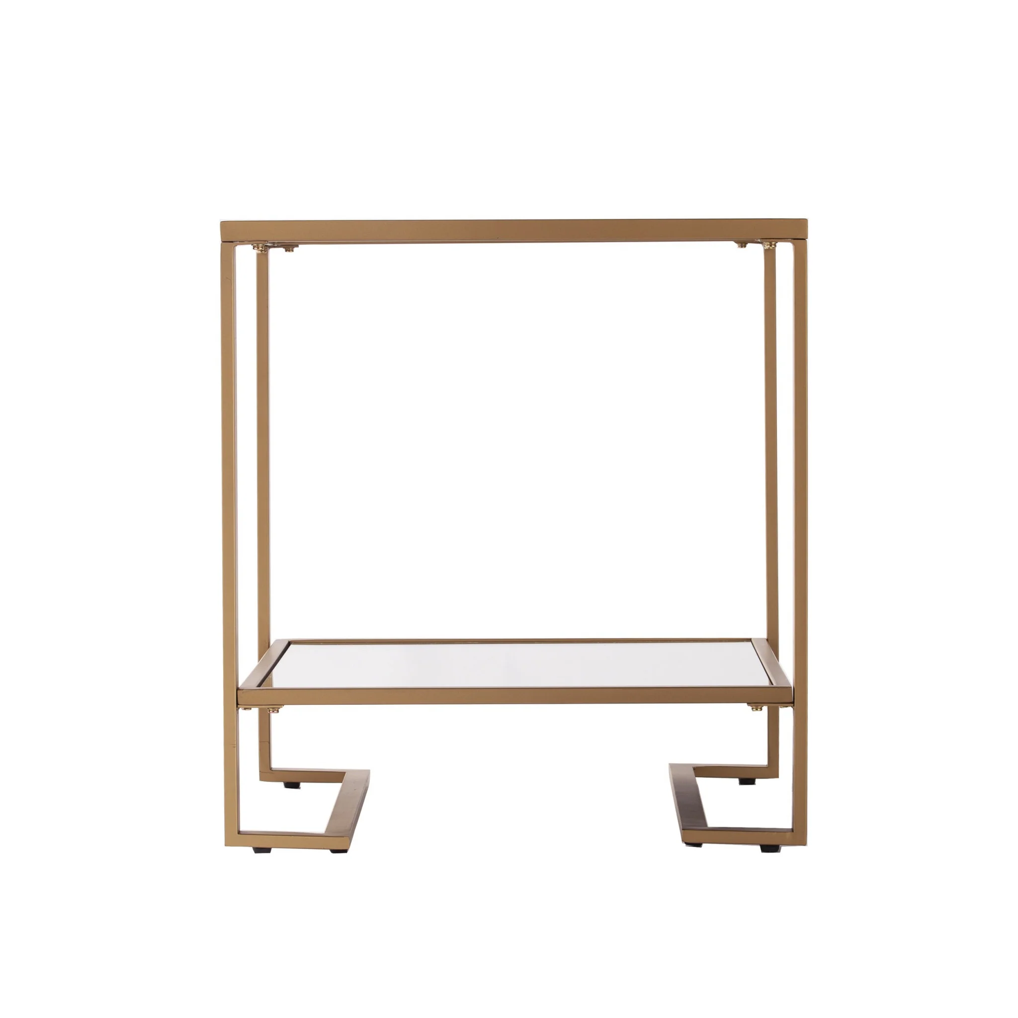 Gold Glass And Iron Square Mirrored End Table With Shelf By Homeroots - Image 3