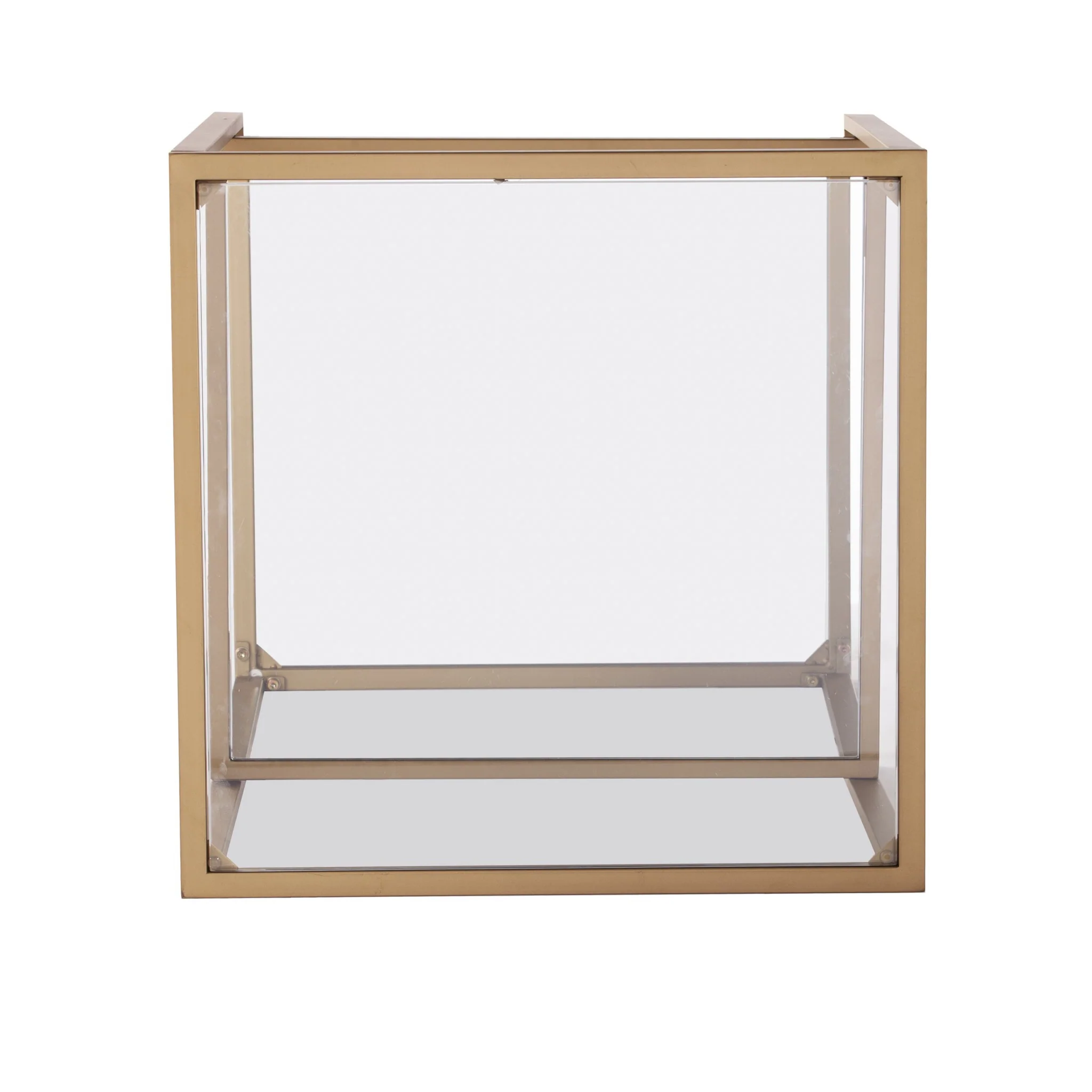 Gold Glass And Iron Square Mirrored End Table With Shelf By Homeroots - Image 7