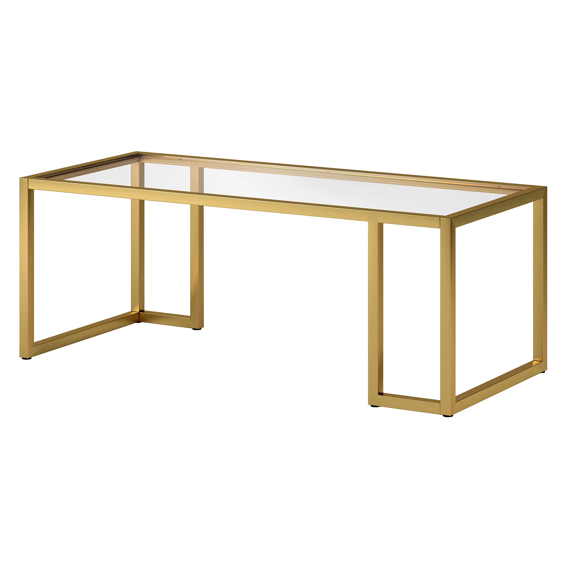 Gold Glass And Steel Coffee Table By Homeroots - Image 4