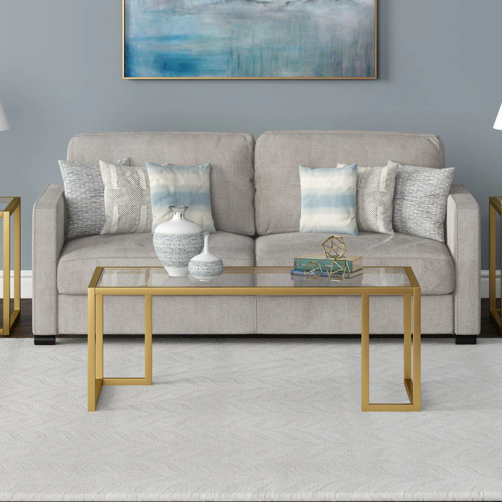 Gold Glass And Steel Coffee Table By Homeroots - Image 6