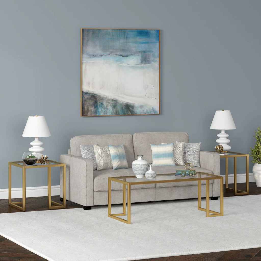 Gold Glass And Steel Coffee Table By Homeroots - Image 8