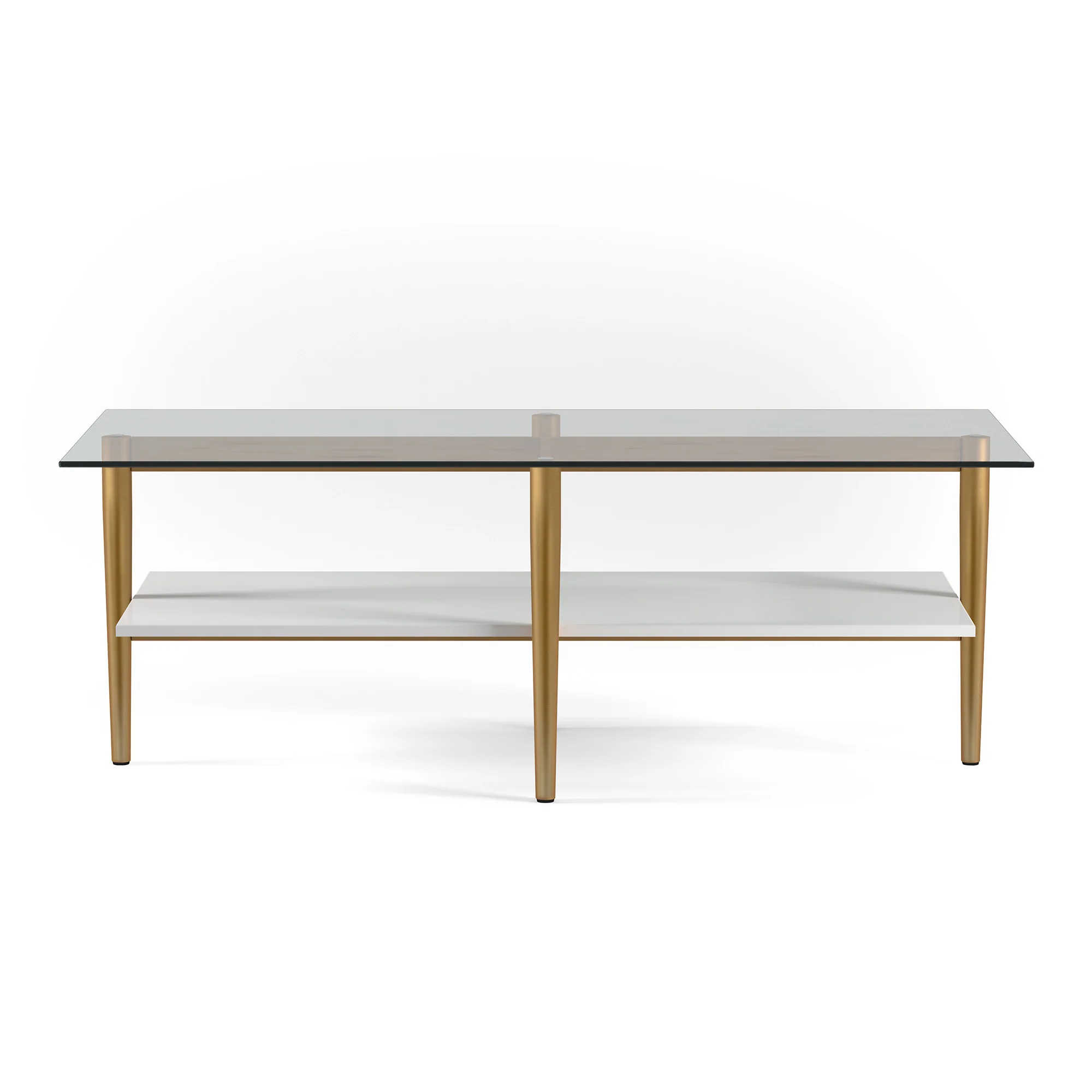Gold Glass And Steel Coffee Table With Shelf By Homeroots - Image 4