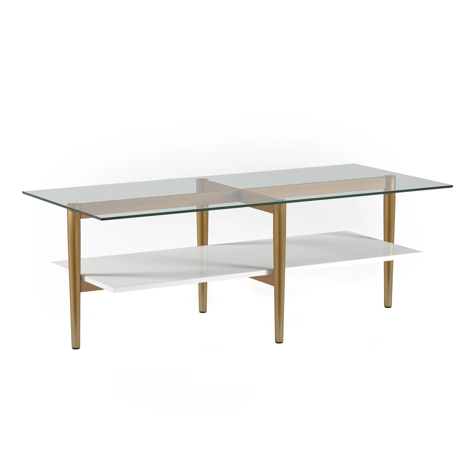 Gold Glass And Steel Coffee Table With Shelf By Homeroots - Image 5