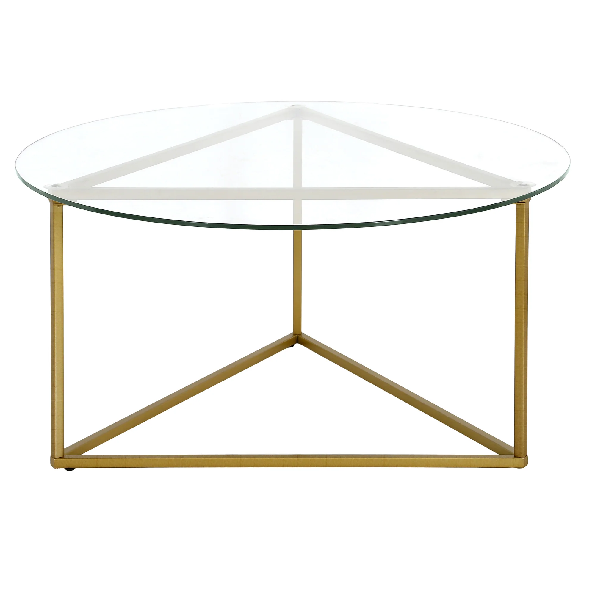 Gold Glass And Steel Round Coffee Table By Homeroots - Image 3