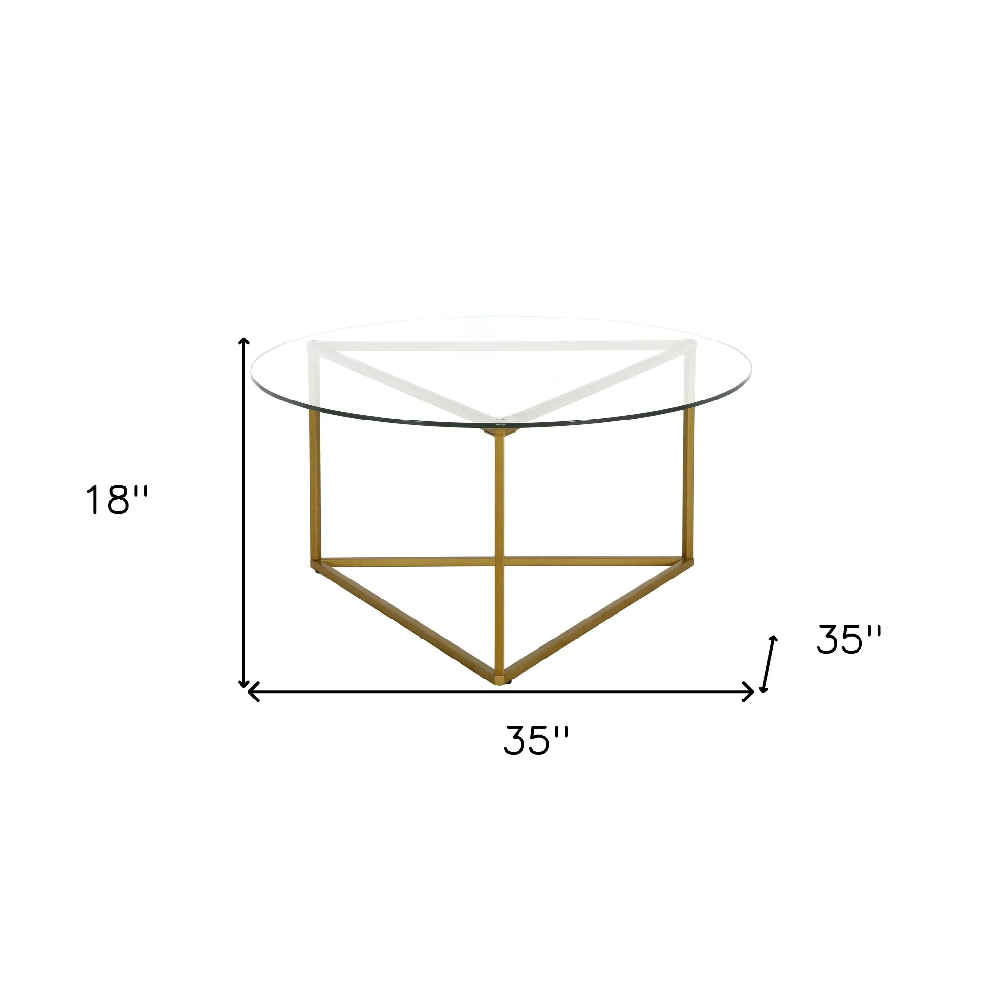 Gold Glass And Steel Round Coffee Table By Homeroots - Image 6