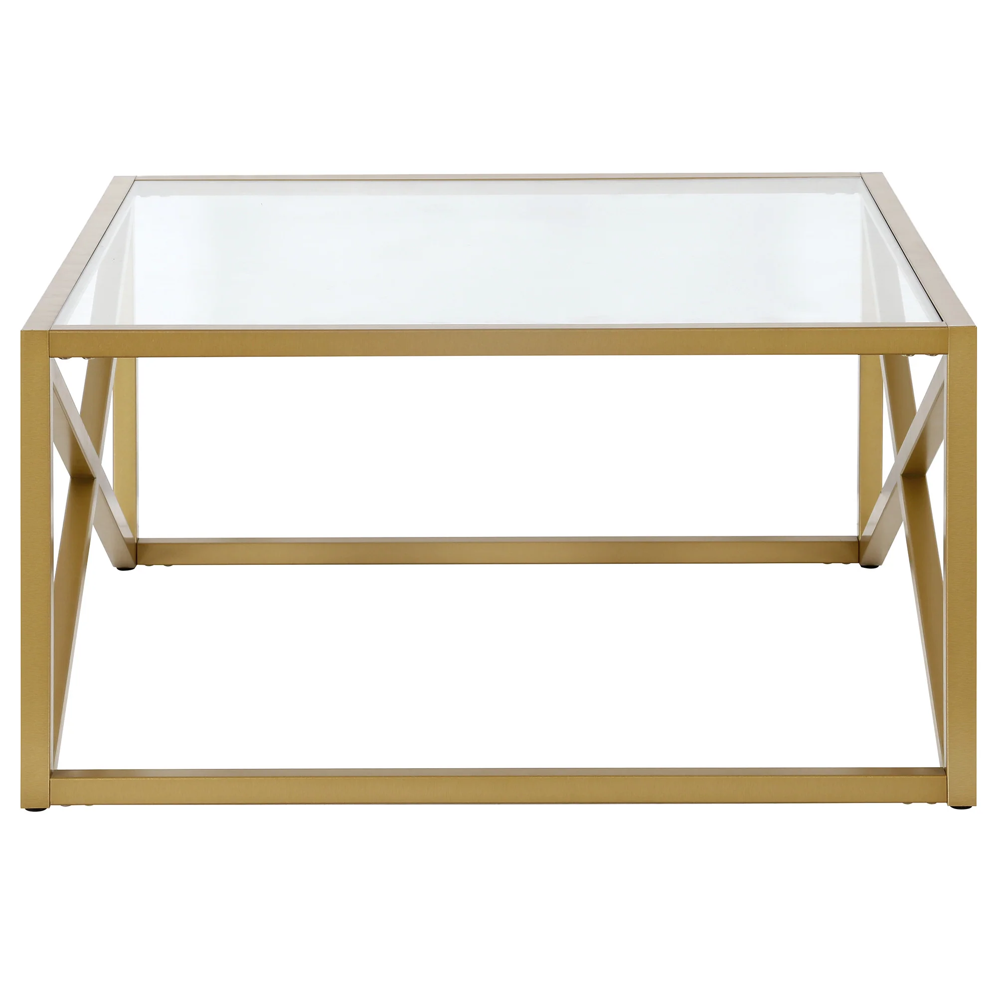 Gold Glass And Steel Square Coffee Table By Homeroots - Image 3