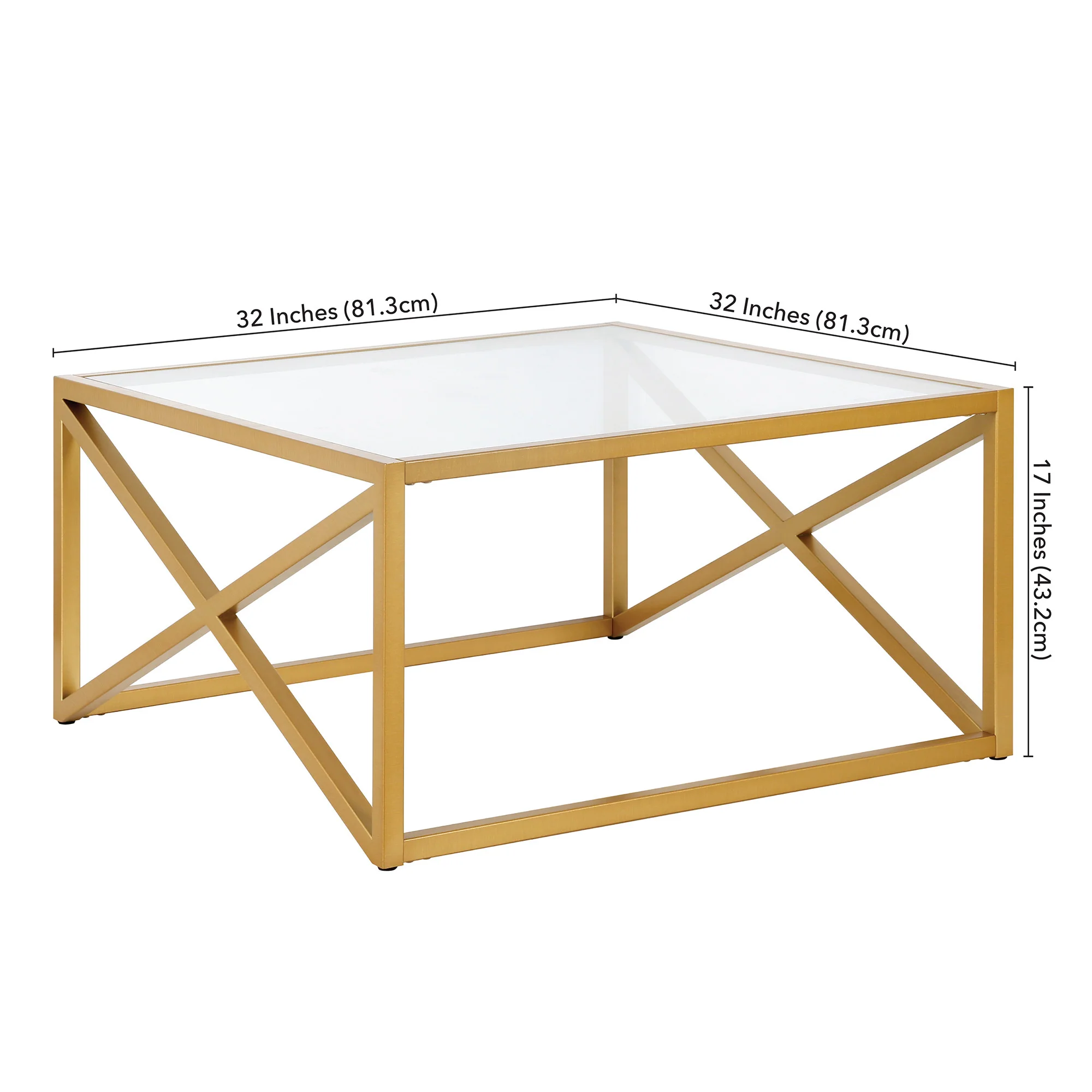 Gold Glass And Steel Square Coffee Table By Homeroots - Image 8