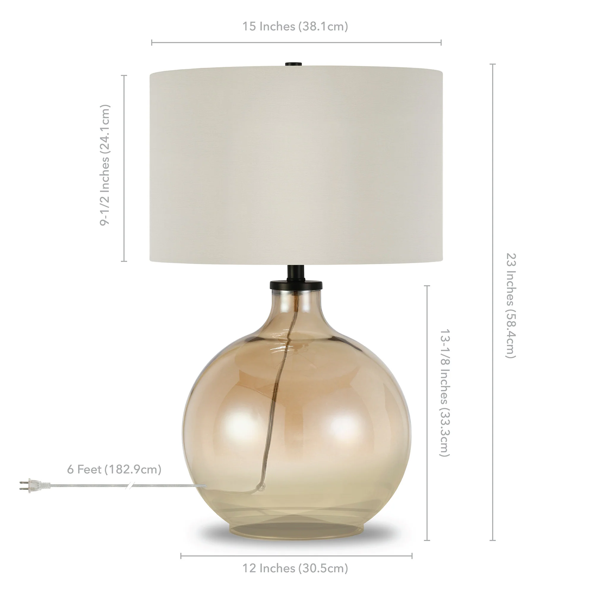 Gold Glass Globe Table Lamp With White Drum Shade By Homeroots - Image 6