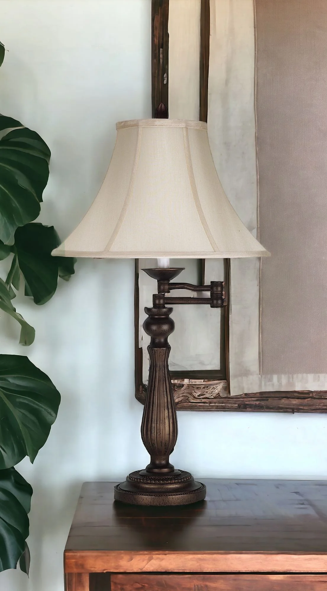 Gold Glass Novelty Table Lamp With Gray Drum Shade By Homeroots - Image 12