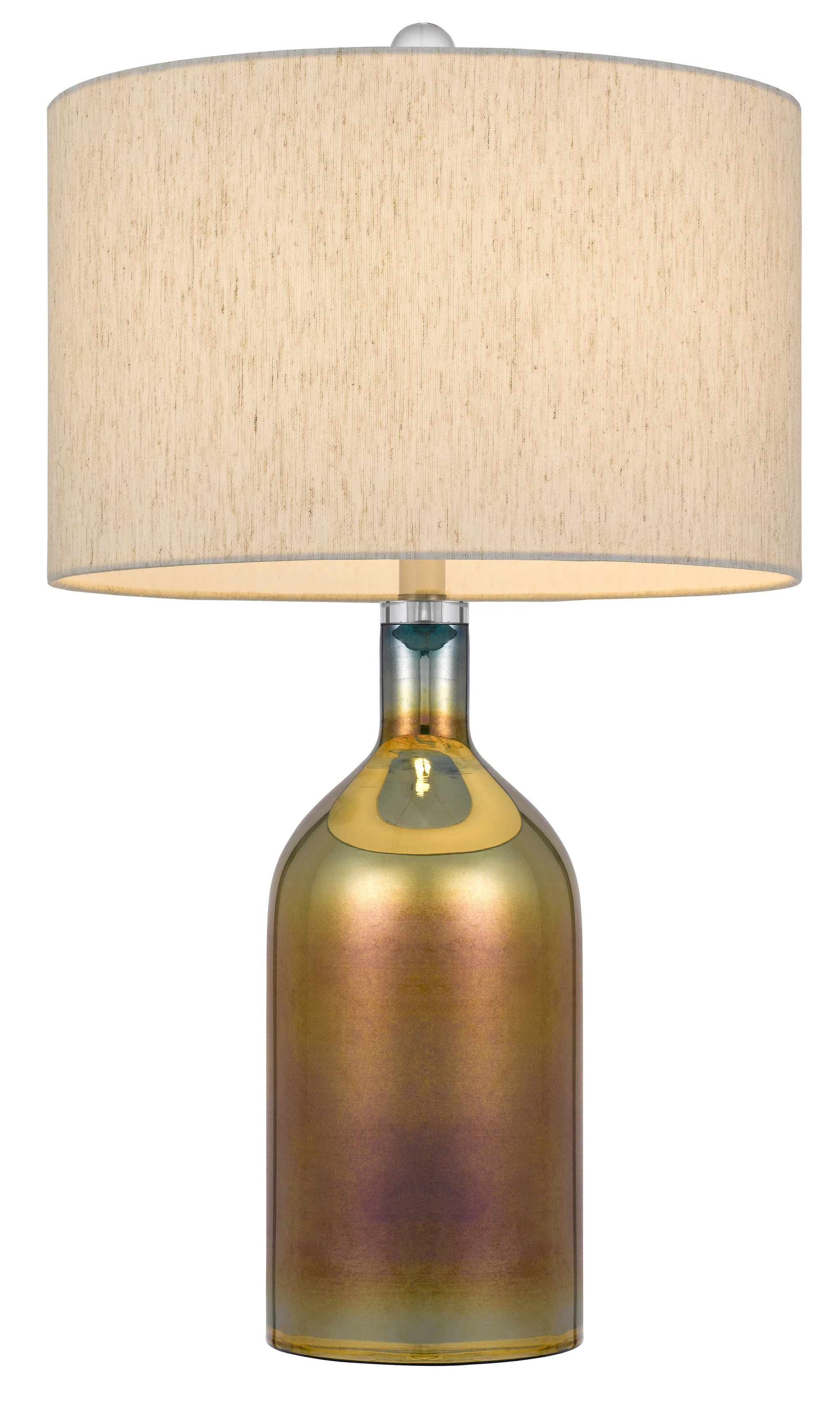 Gold Glass Novelty Table Lamp With Gray Drum Shade By Homeroots - Image 3