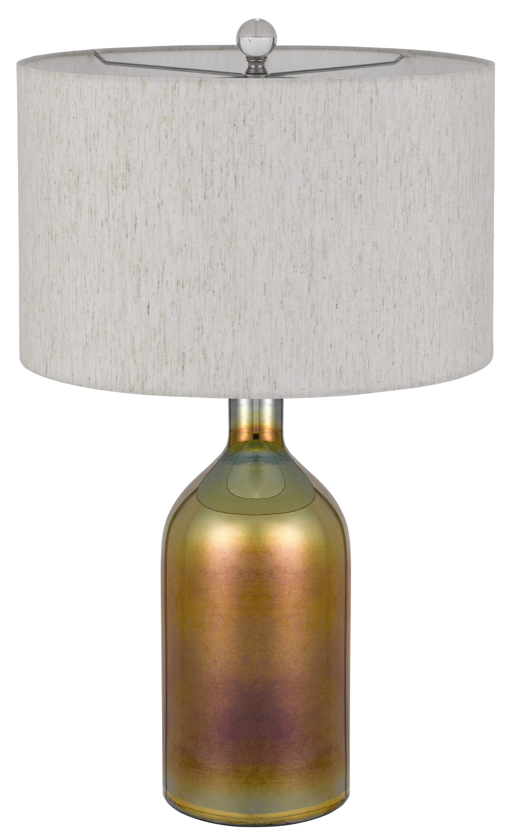 Gold Glass Novelty Table Lamp With Gray Drum Shade By Homeroots - Image 4