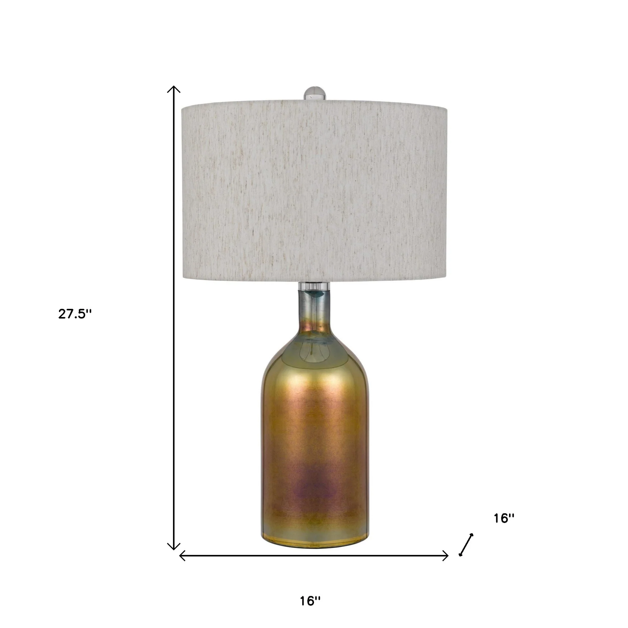 Gold Glass Novelty Table Lamp With Gray Drum Shade By Homeroots - Image 6