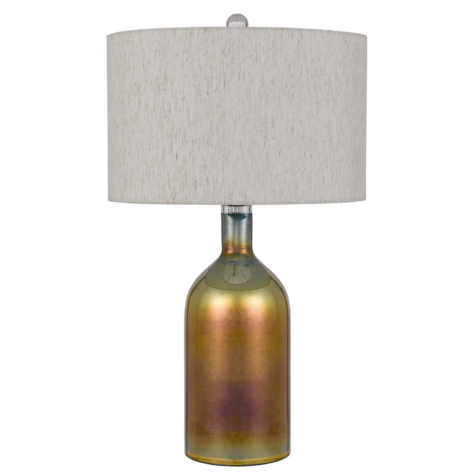 Gold Glass Novelty Table Lamp With Gray Drum Shade By Homeroots - Image 7