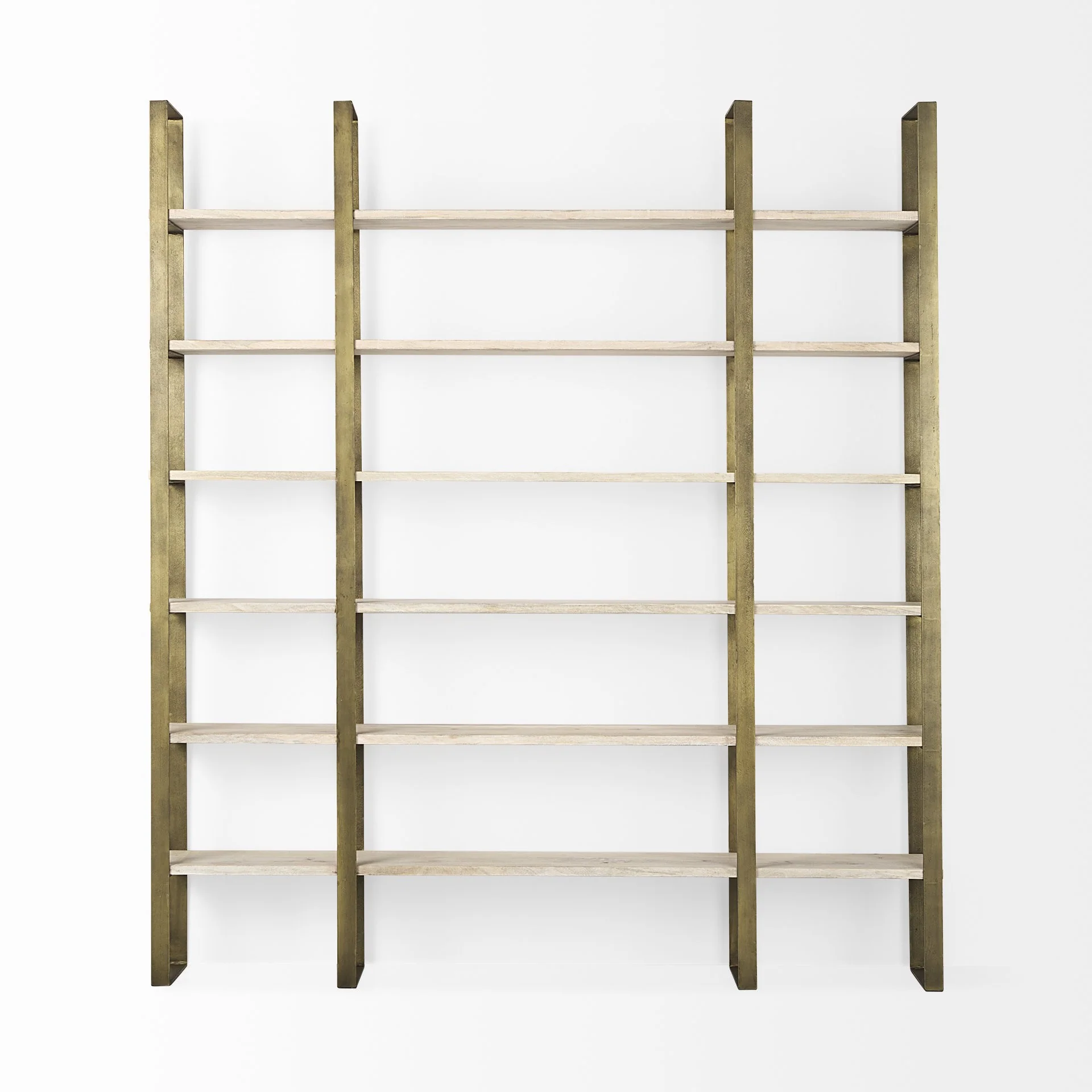 Gold Iron Framed Wooden Shelving Unit By Homeroots - Image 2