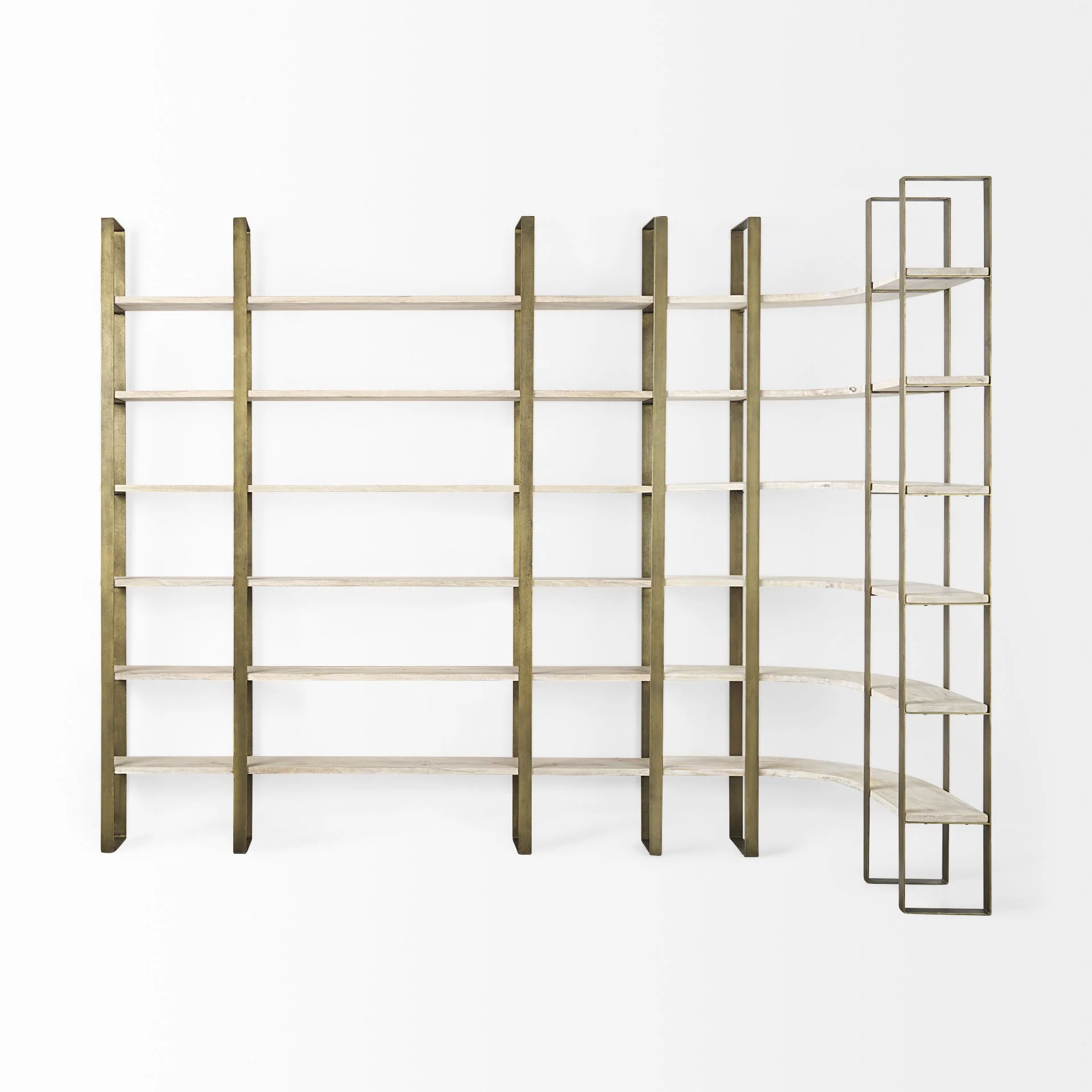 Gold Iron Framed Wooden Shelving Unit By Homeroots - Image 4