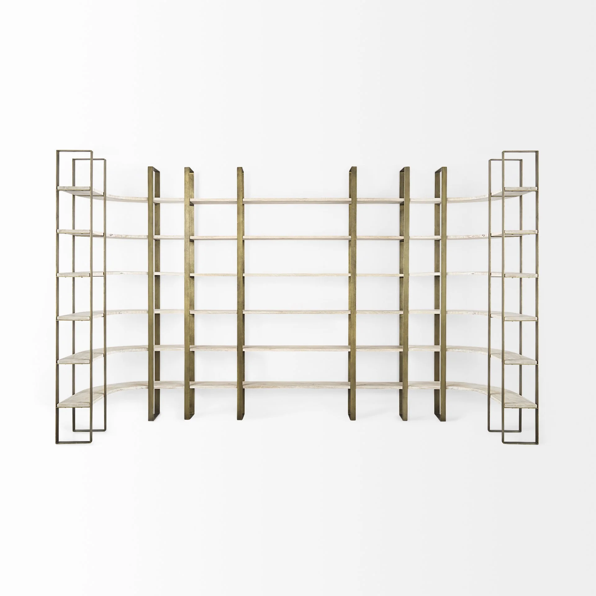 Gold Iron Framed Wooden Shelving Unit By Homeroots - Image 5
