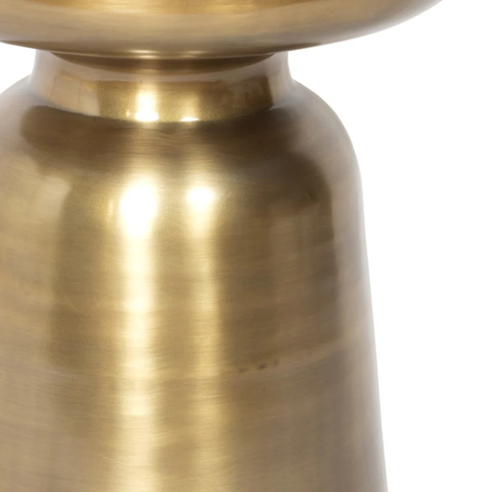 Gold Iron Round End Table By Homeroots - Image 5