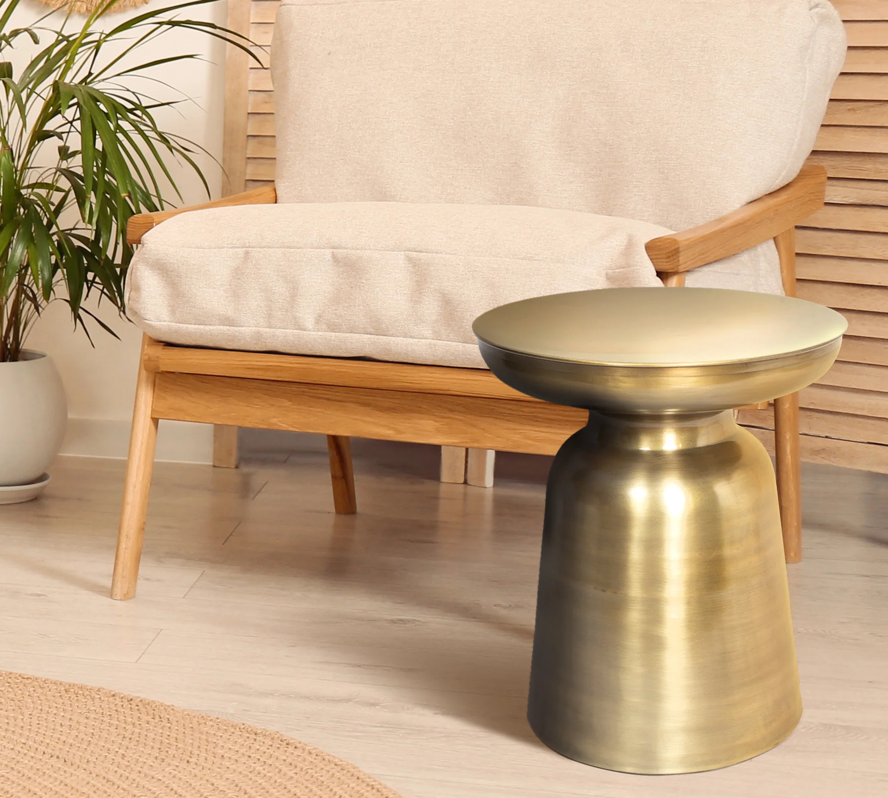 Gold Iron Round End Table By Homeroots - Image 6