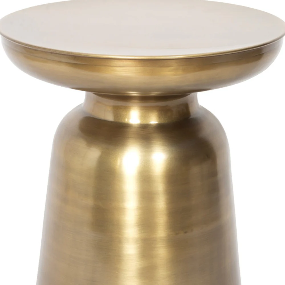 Gold Iron Round End Table By Homeroots - Image 7
