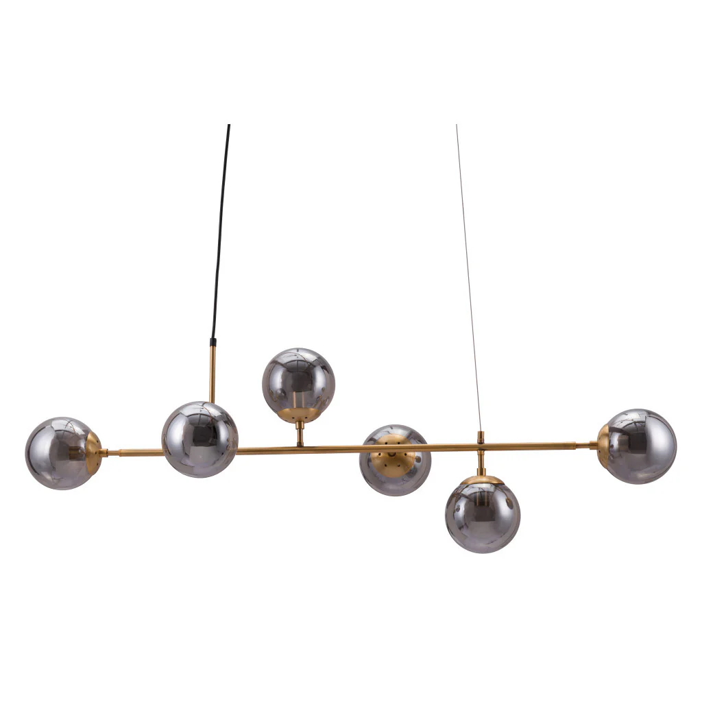 Gold Kitchen Island Six Light Metal Dimmable Ceiling Light With Clear Shades By Homeroots - Image 2