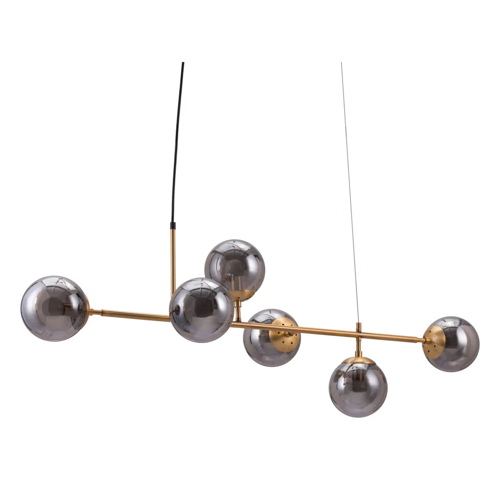 Gold Kitchen Island Six Light Metal Dimmable Ceiling Light With Clear Shades By Homeroots - Image 8