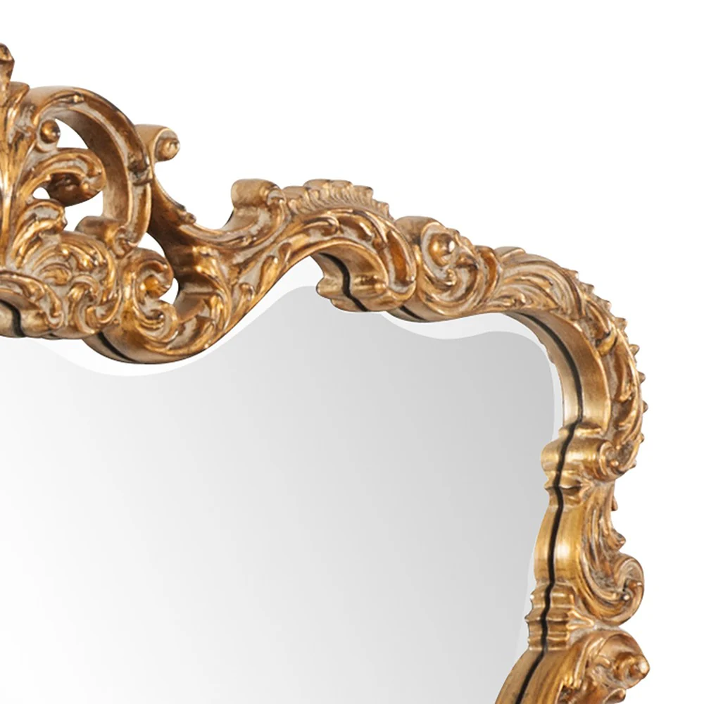 Gold Leaf Mirror with Decorative Textured Frame By Homeroots - Image 4