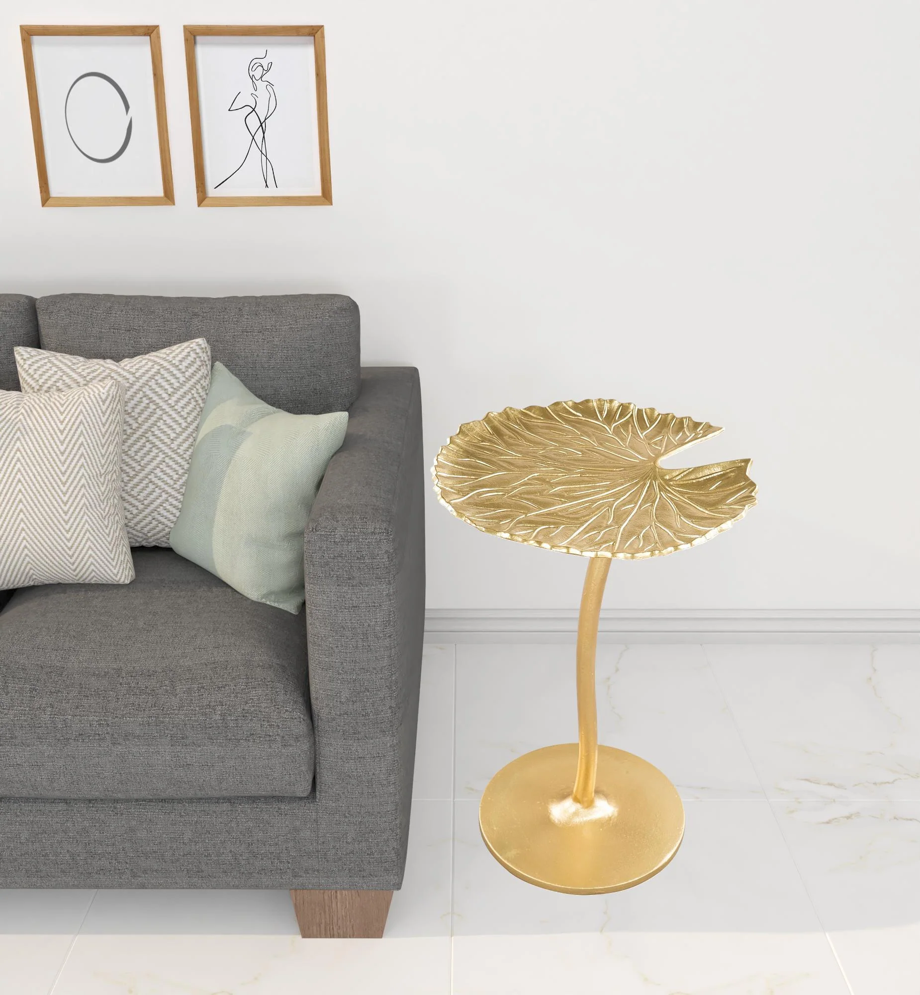 Gold Lilypad Side Table By Homeroots - Image 8
