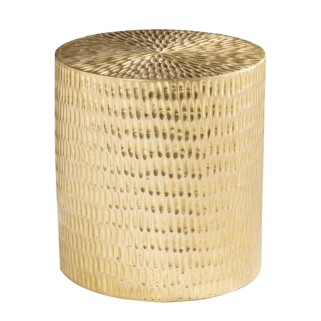 Gold Manufactured Wood And Solid Wood Round End Table By Homeroots - Image 2