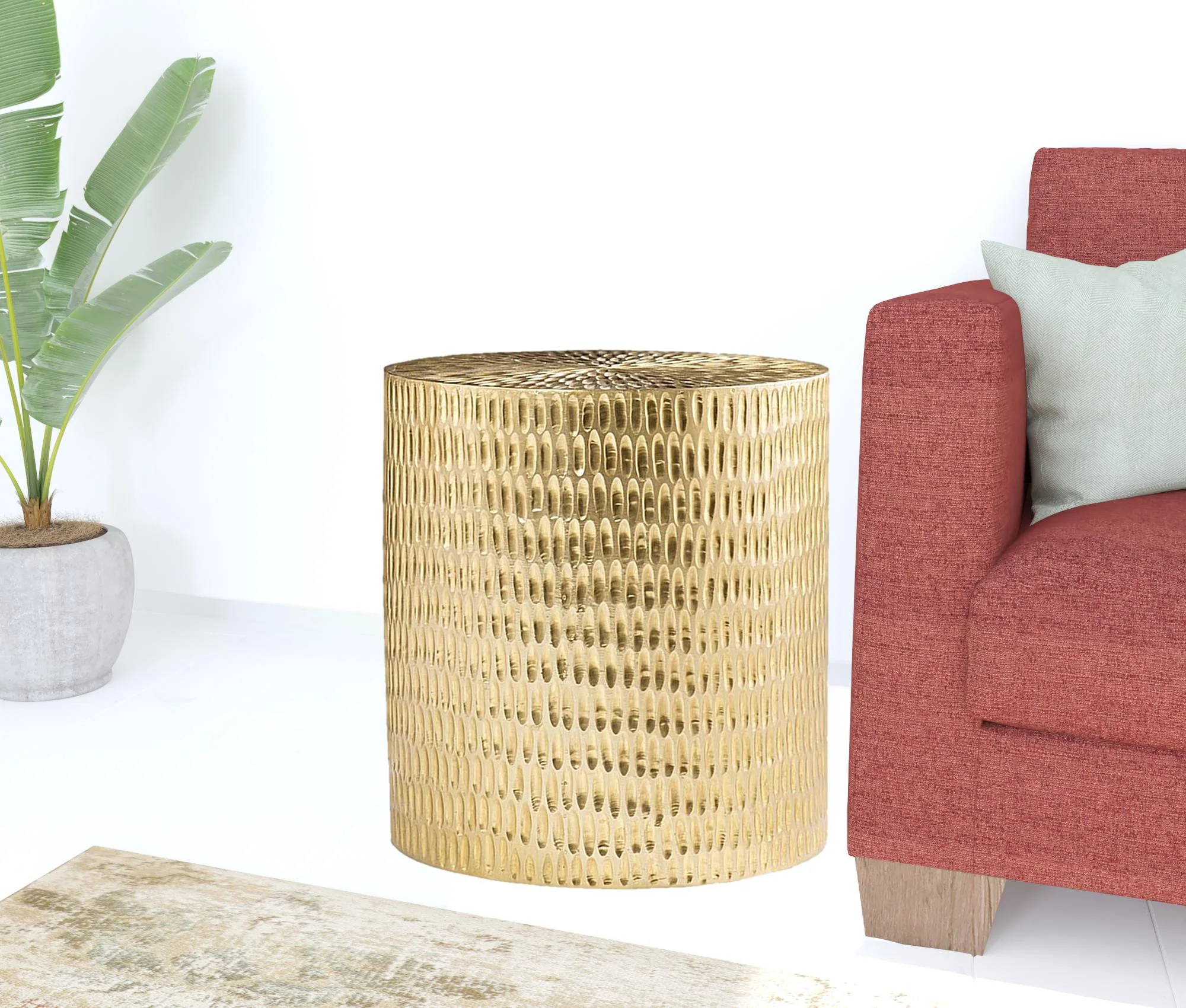 Gold Manufactured Wood And Solid Wood Round End Table By Homeroots - Image 7