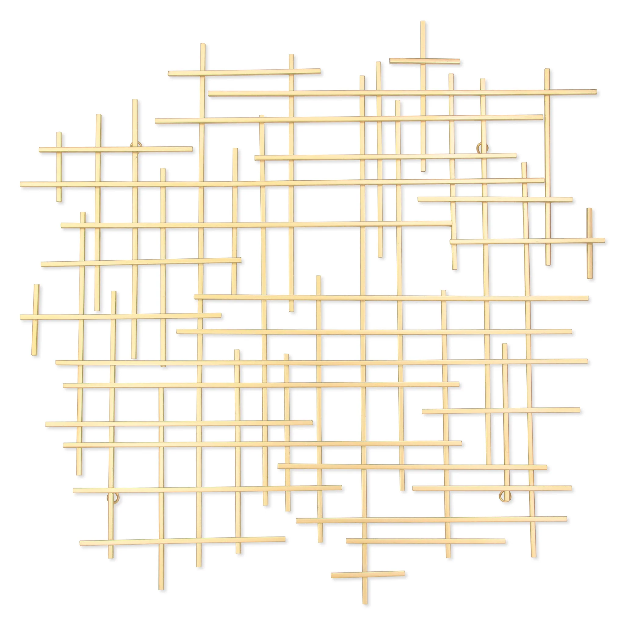Gold Metal Abstract Lines Hanging Dimensional Sculpture By Homeroots - Image 3