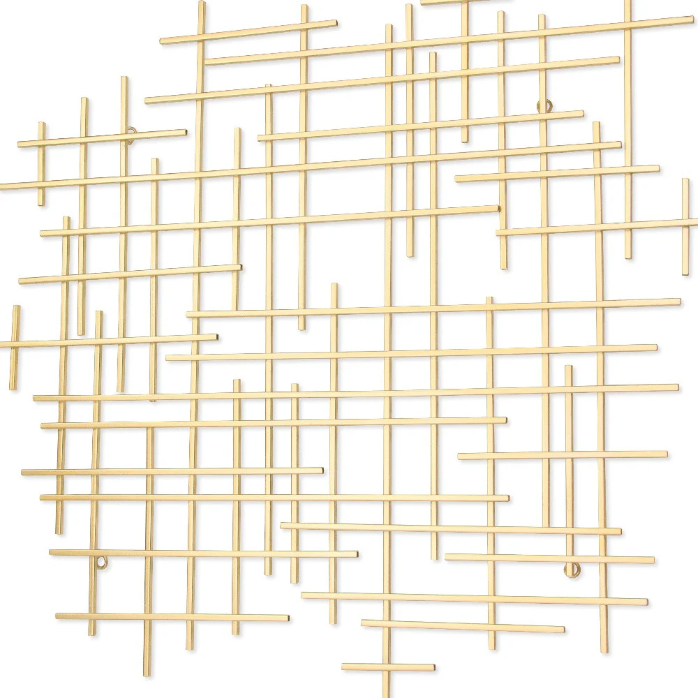 Gold Metal Abstract Lines Hanging Dimensional Sculpture By Homeroots - Image 5