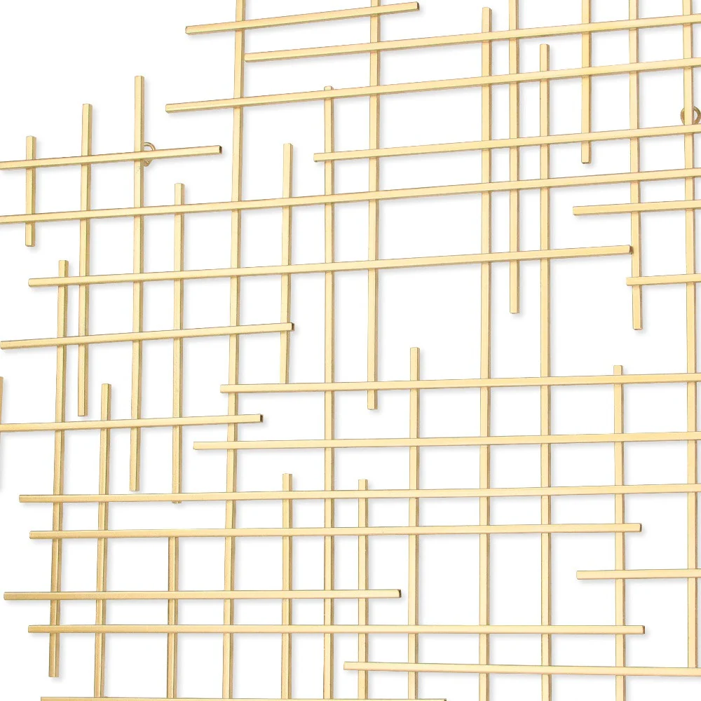 Gold Metal Abstract Lines Hanging Dimensional Sculpture By Homeroots - Image 8